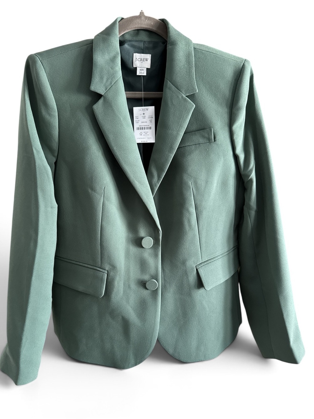 J.Crew Factory Sea Green Two Button Blazer Petite 8P NWT